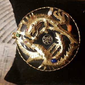 Chinese l4k carat gold Phoenix and fish pendant